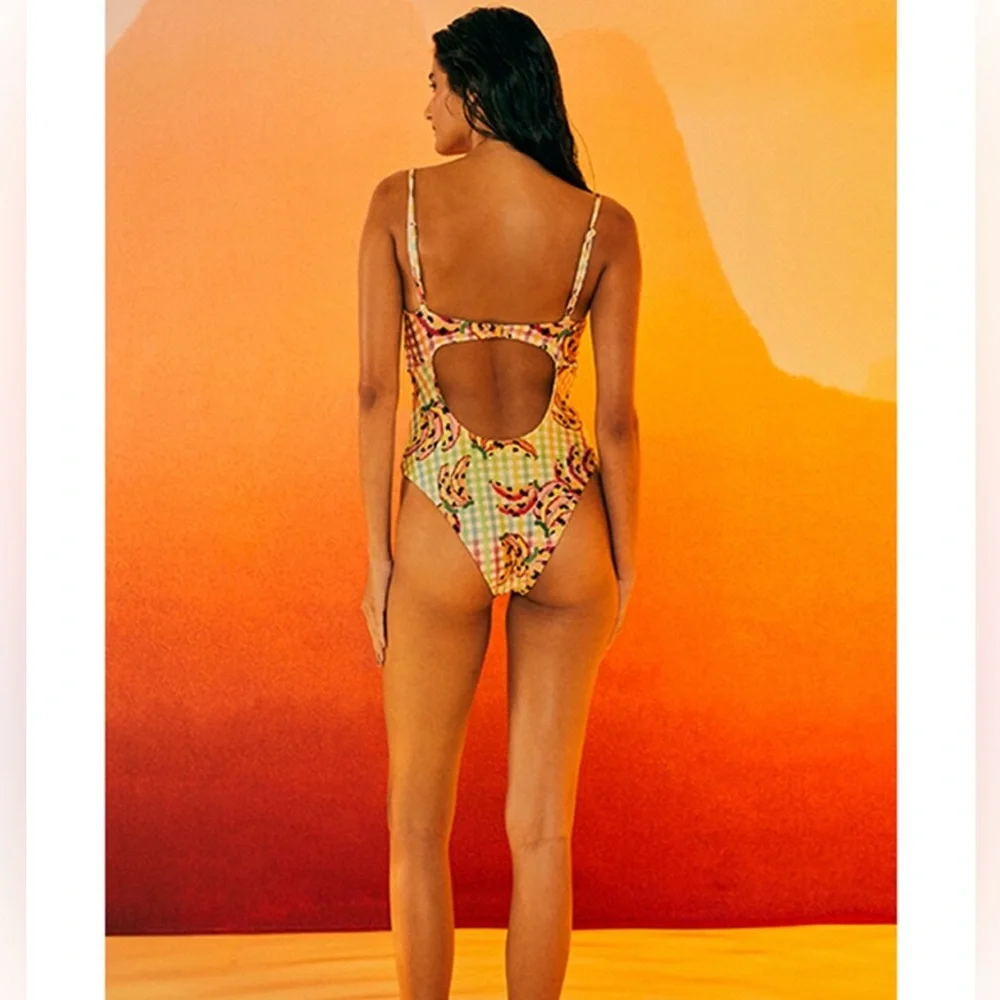Farm Rio Banana Vichy One Piece Swimsuit - Picture 3 of 4